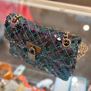 Kurt Geiger Turquoise Sequence Lock Silver Hardware w Dust Bag Cross Body